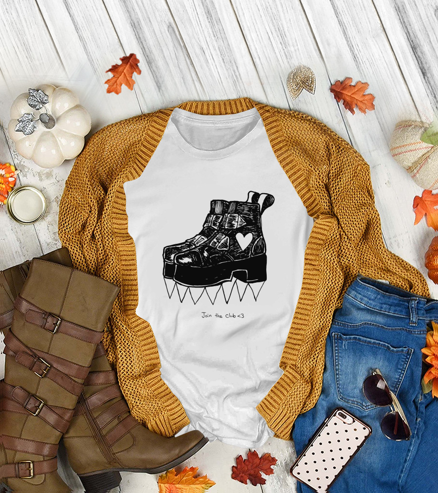 Join The Club Deathstud Boots Merch Heart Platform T-Shirt