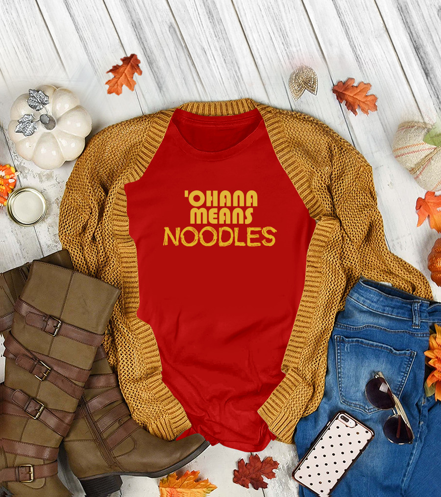 The Carousel Of Products 'Ohana Means Noodles' Text T-Shirt