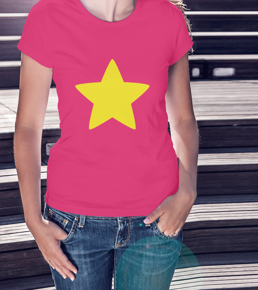 Steven Universe Yellow Star On Pink Background Cosplay T-Shirt