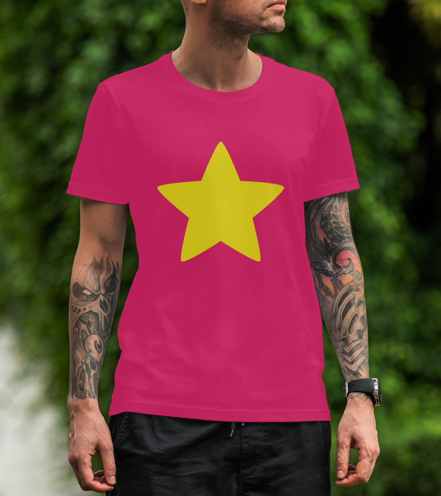 Steven Universe Yellow Star On Pink Background Cosplay T-Shirt