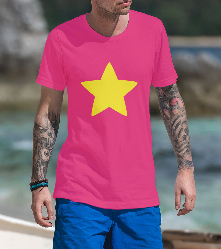 Steven Universe Yellow Star On Pink Background Cosplay T-Shirt