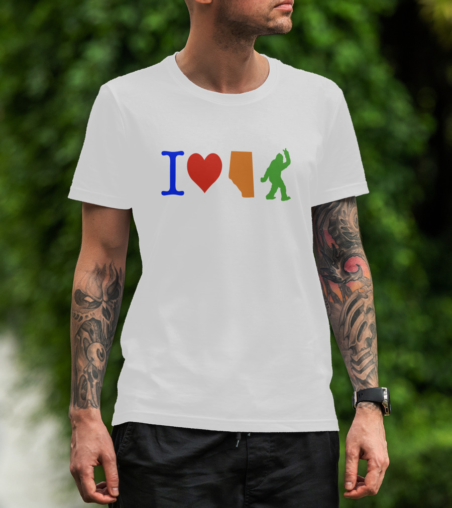 I Love Alberta Bigfoot Canada Province Sasquatch T-Shirt
