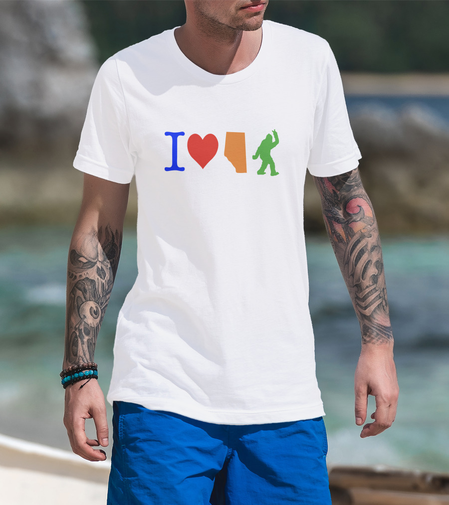 I Love Alberta Bigfoot Canada Province Sasquatch T-Shirt