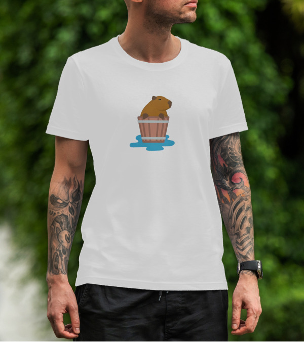 Capybaras Barrel Bath Soaking Relaxation T-Shirt