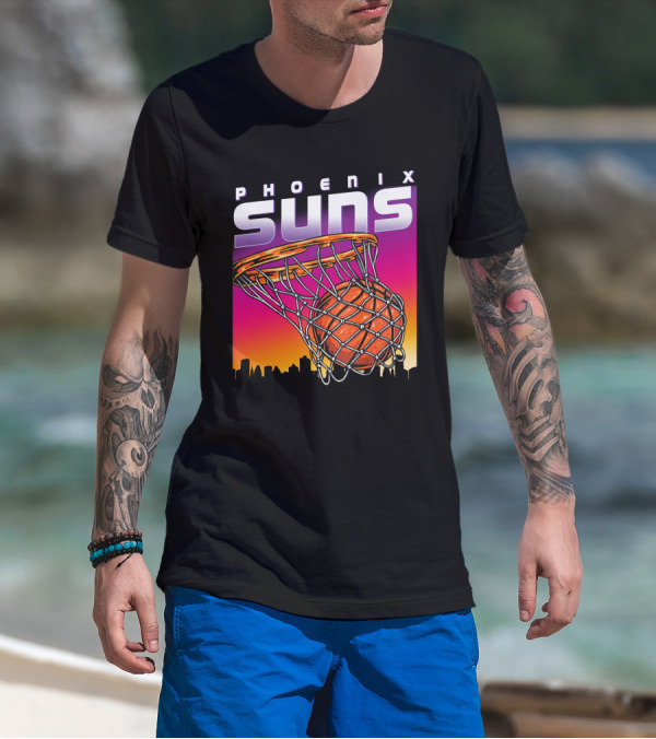 Phoenix Suns Modern Basketball Skyline Sunset T-Shirt