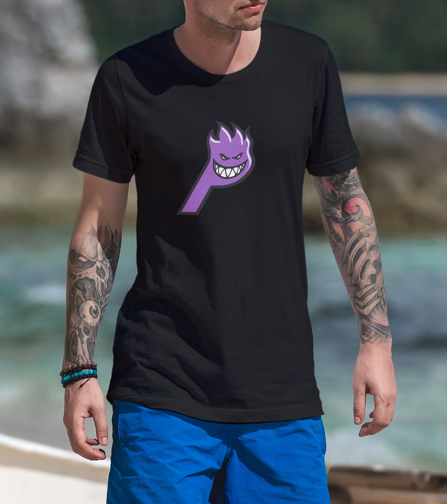Palace Spitfire Purple Flame Logo With Smiling Face T-Shirt