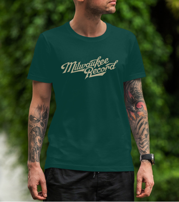 Milwaukee Record Forest Green Script T-Shirt