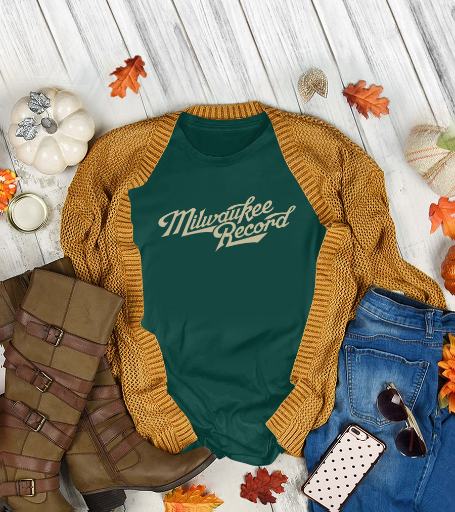 Milwaukee Record Forest Green Script T-Shirt