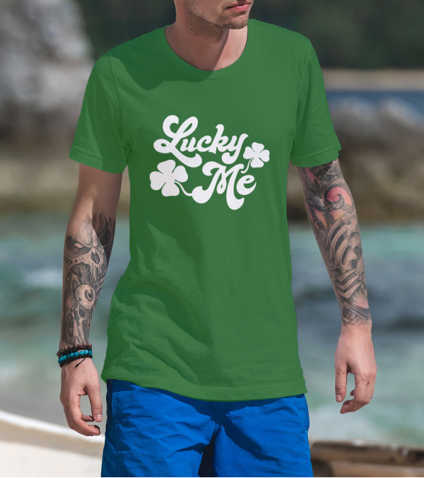 Charlie Hustle Lucky Me St Patrick's Day Green Shamrock T-Shirt