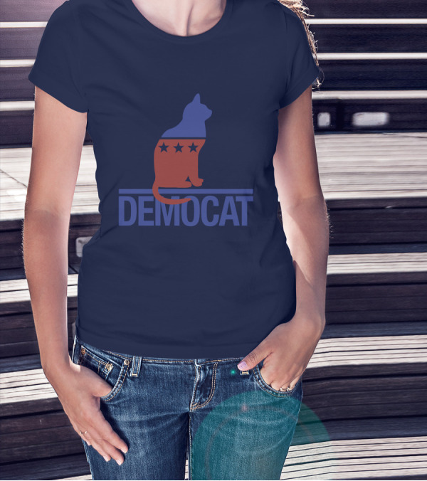 Democat Democrat Cat Political Stars Patriot T-Shirt