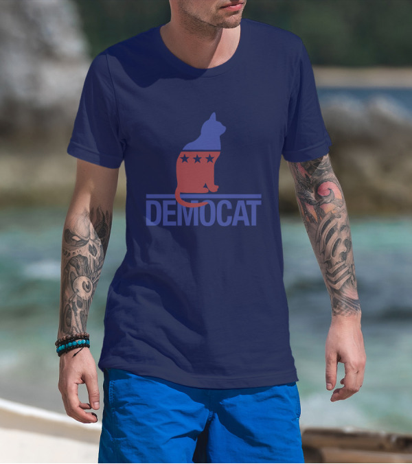 Democat Democrat Cat Political Stars Patriot T-Shirt