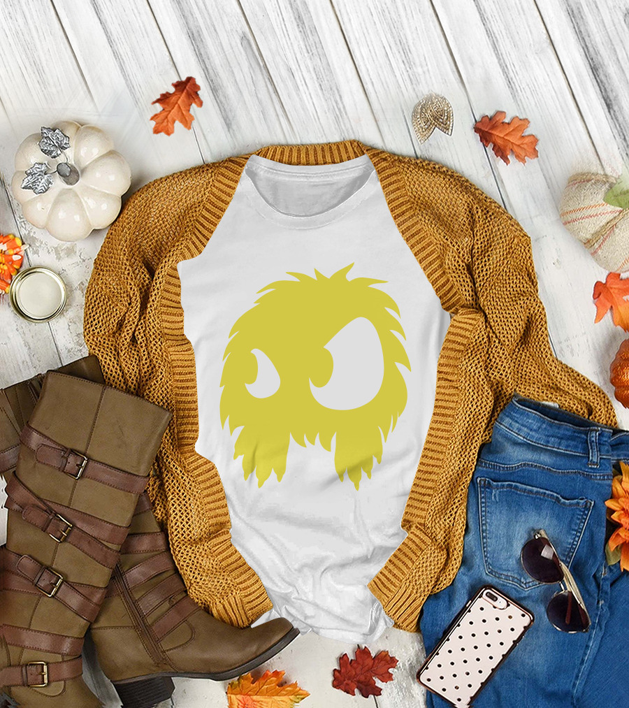 Mcq Monster Flock Mew Yellow Furry Creature Face T-Shirt