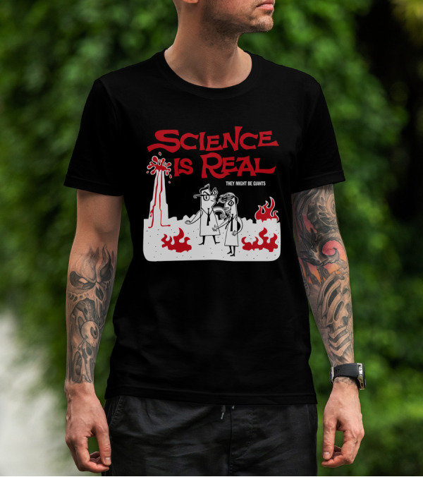 Science Is Real They Might Be Giants Volcanic Cartoon Scene T-Shirt