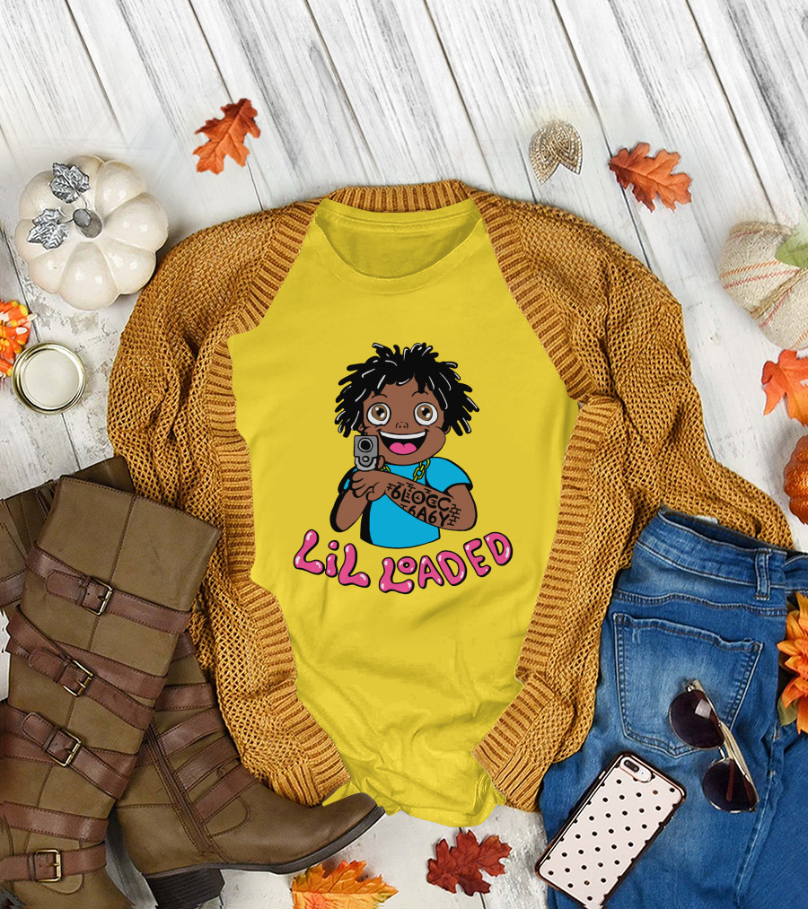 Lil Loaded Cartoon Character with Tattoo and Toy Gun T-Shirt