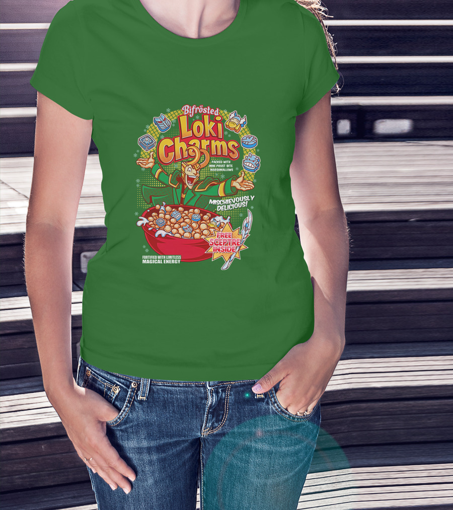 Bifrosted Loki Charms Mischievously Delicious Free Sceptre Inside Fortified With Limitless Magical Energy T-Shirt