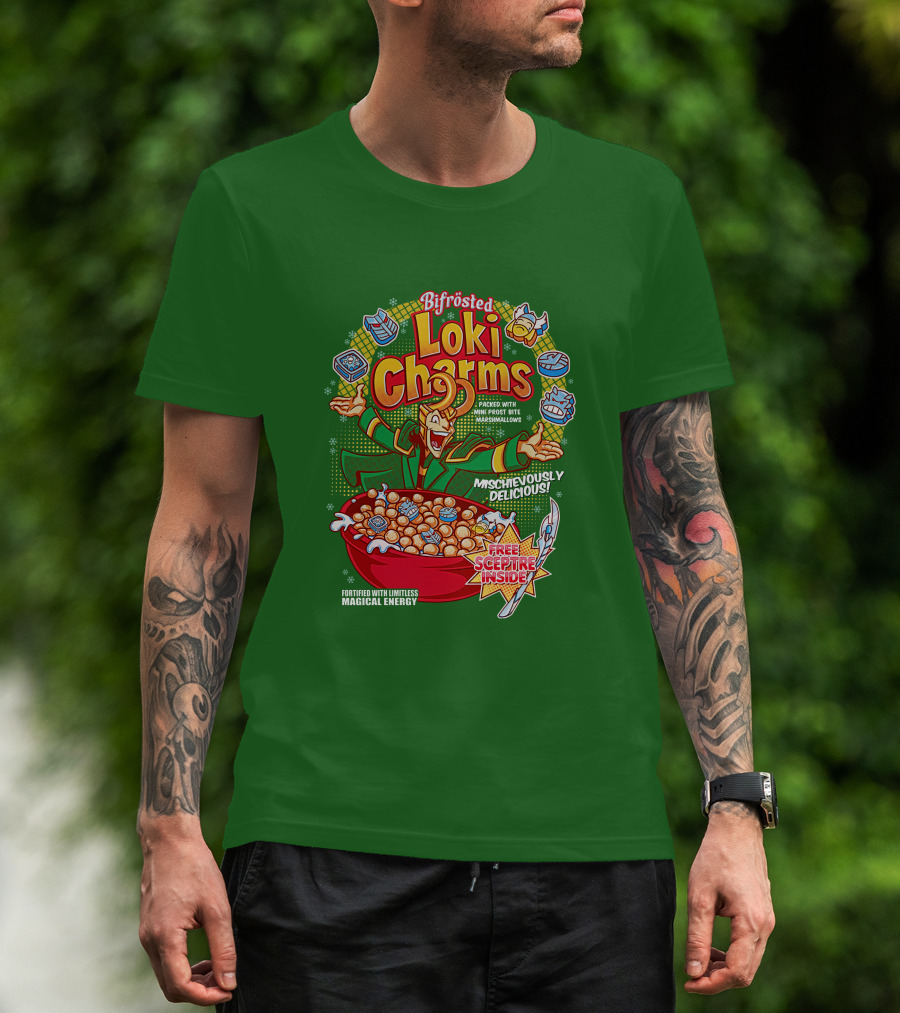 Bifrosted Loki Charms Mischievously Delicious Free Sceptre Inside Fortified With Limitless Magical Energy T-Shirt