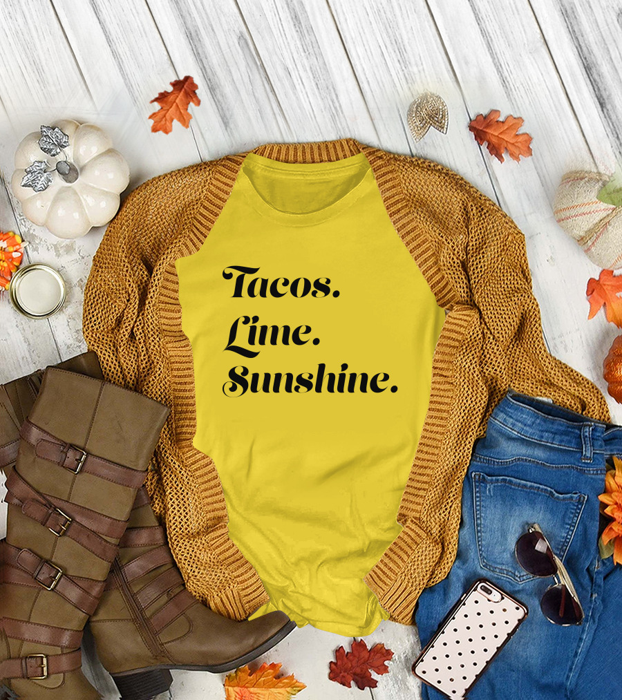 Tacos Lime Sunshine Vibrant Summer Vibes T-Shirt