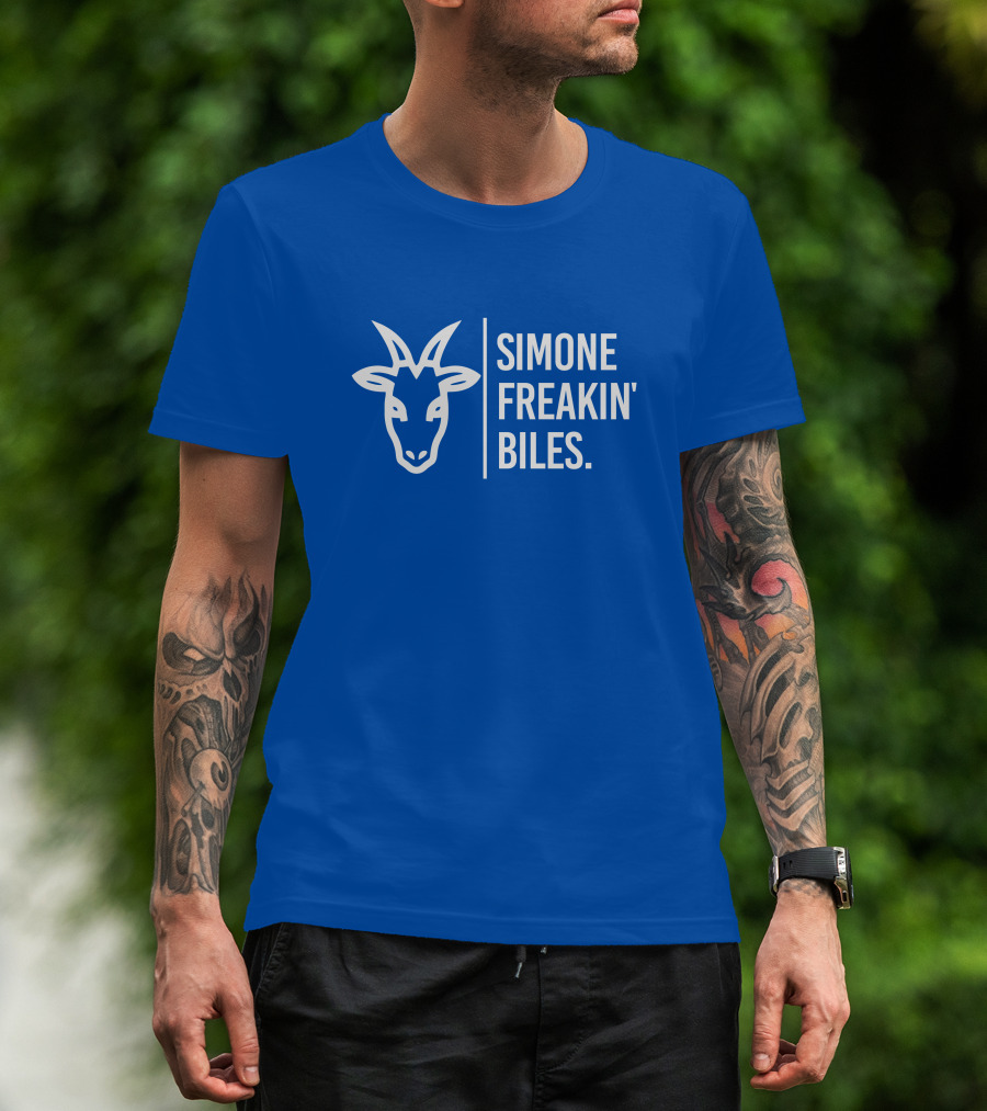SIMONE FREAKIN' BILES GOAT Iconic Gymnast Tribute Blue T-Shirt