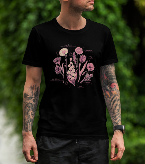 Snifferish Merch Botany Oxeye Daisy Dandelion Tulip Cornflower Poppy Lilac T-Shirt