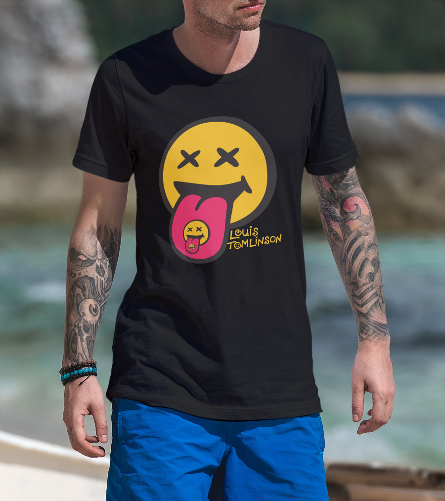 Louis Tomlinson Merch Smiley Face Tongue Out Summer T-Shirt