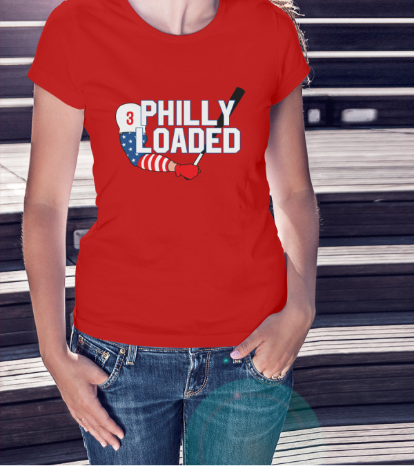 Philly Loaded Baseball American Flag Arm T-Shirt