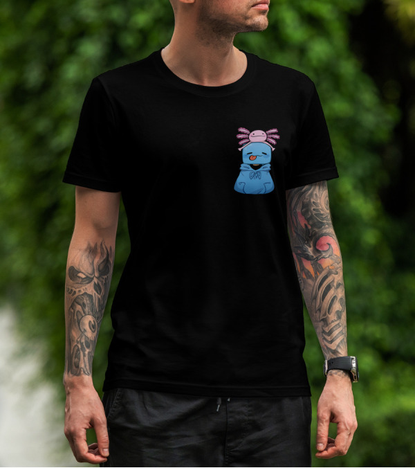 Skeppy Merch Skeppy Axolotl Cute Blue Hoodie With Pink Axolotl On Head T-Shirt