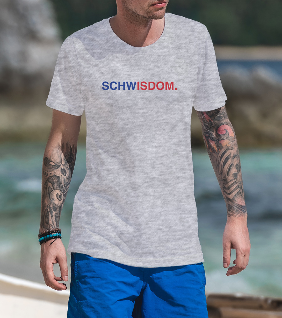 Obvious Schwisdom Bold Lettering Blue Red Grey T-Shirt
