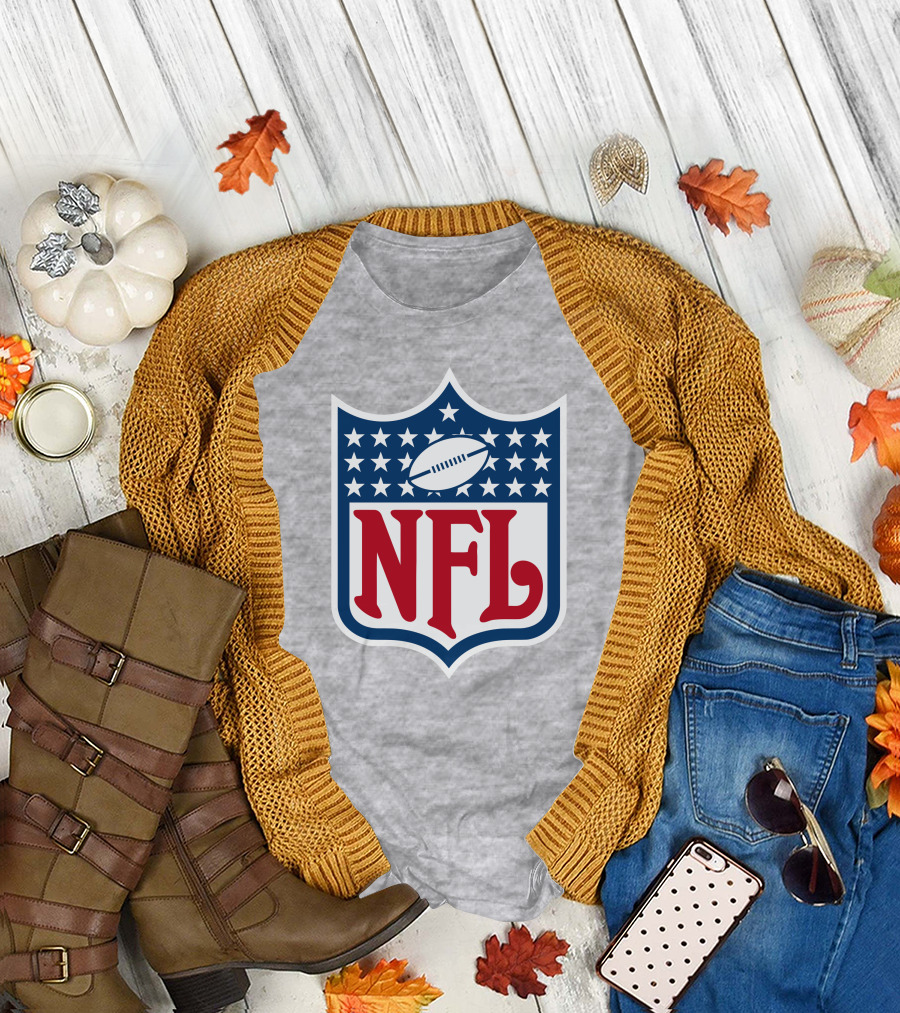 Annie Agar NFL Meeting Football Shield T-Shirt