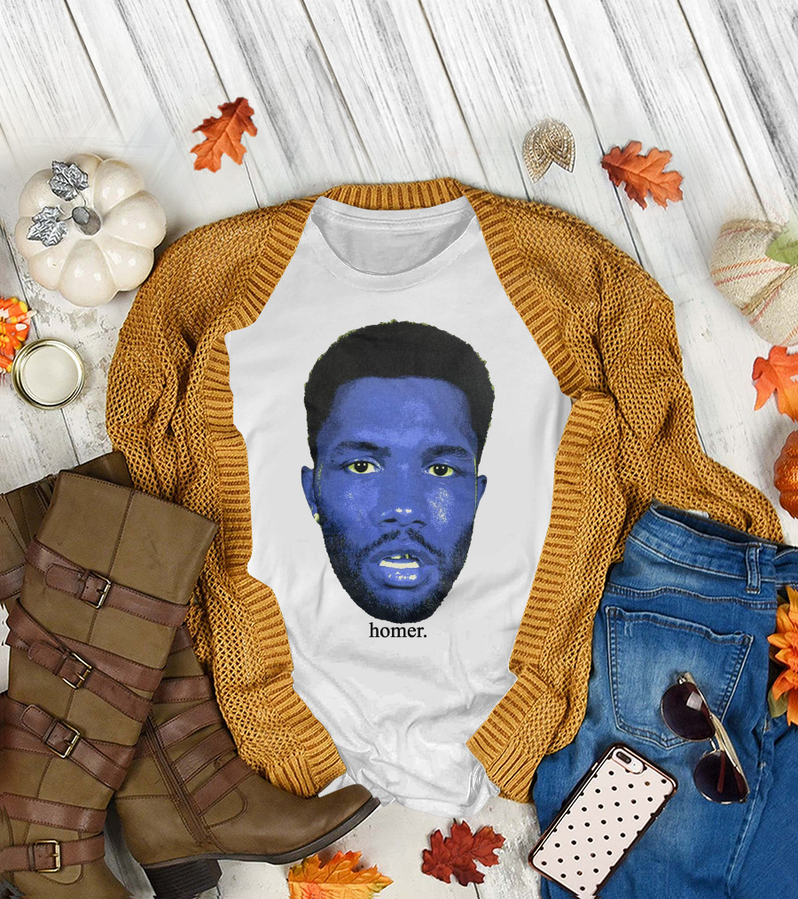 Frank Ocean Homer Bebe Boy Blue Face Typography T-Shirt