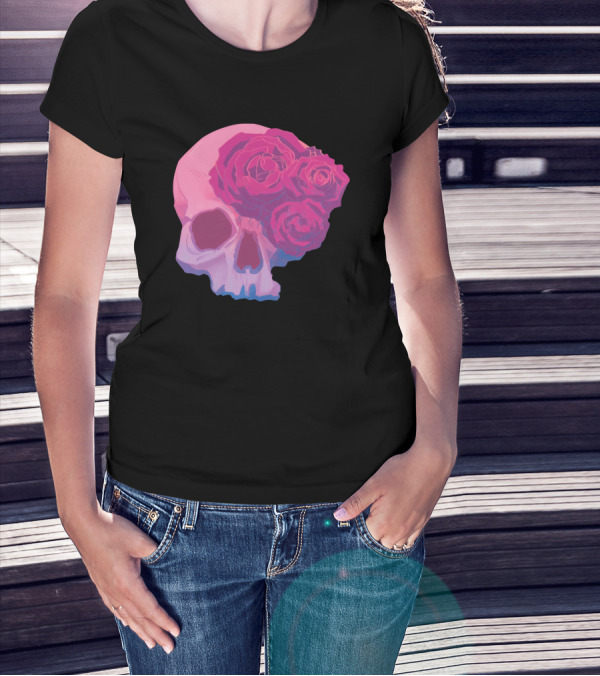 Taliesin Jaffe Pink Skull With Gothic Roses T-Shirt