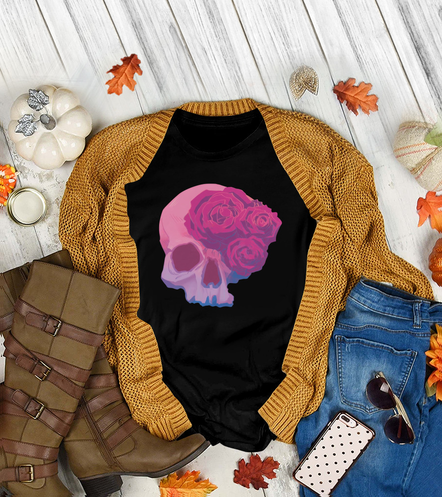 Taliesin Jaffe Pink Skull with Gothic Roses T-Shirt