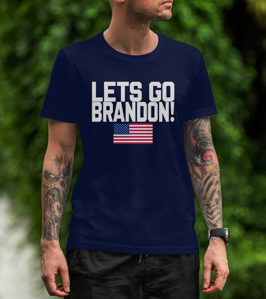 Lets Go Brandon Marine Veteran American Flag T-Shirt