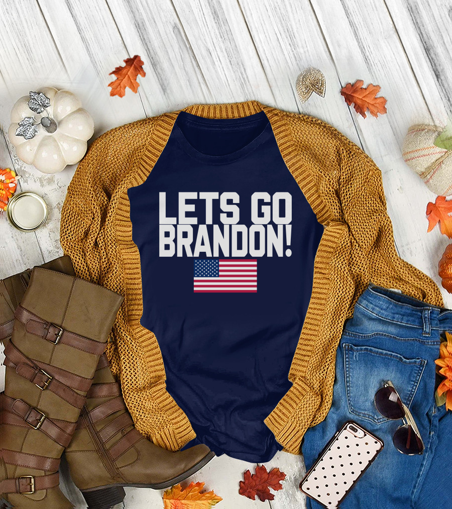 Lets Go Brandon Marine Veteran American Flag T-Shirt