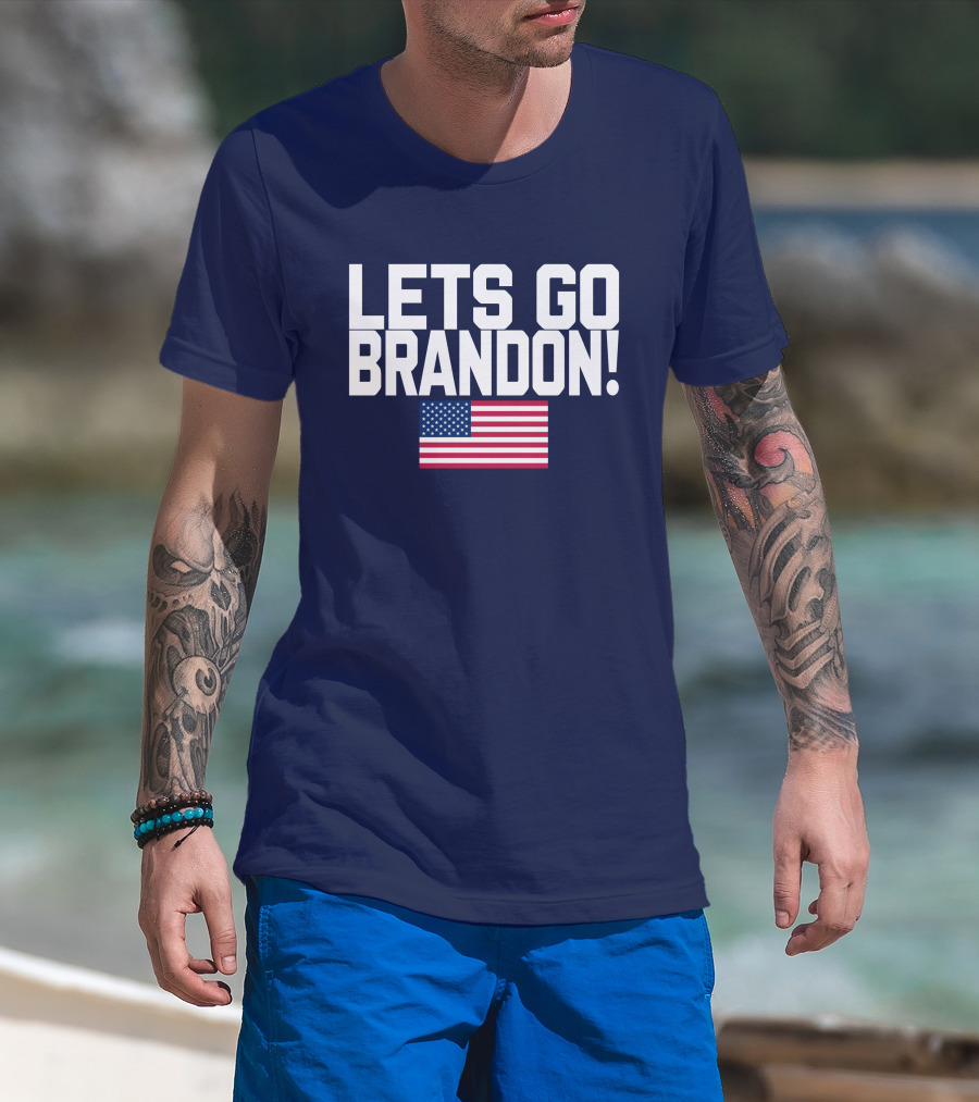 Lets Go Brandon Marine Veteran American Flag T-Shirt