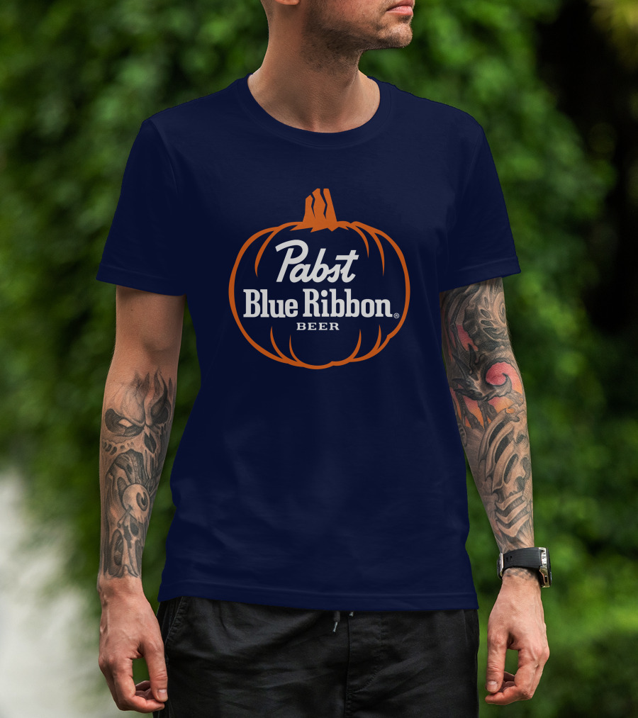 Pabst Blue Ribbon Beer Pumpkin Halloween T-Shirt