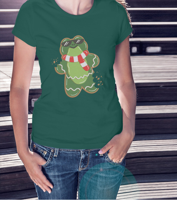 Boomerna Gingerfrog Cookie With Sunglasses And Scarf T-Shirt