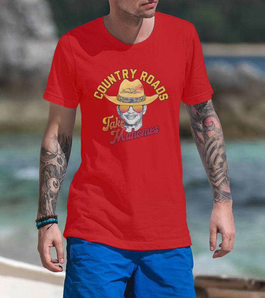 Country Roads Take Mahomes Patrick Mahomes Cowboy Hat Sunglasses T-Shirt