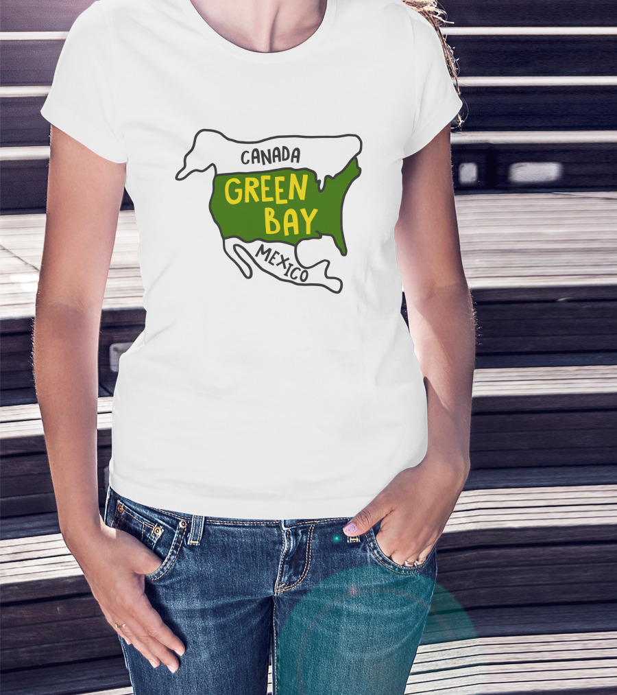 Green Bay Canada Mexico Map T-Shirt