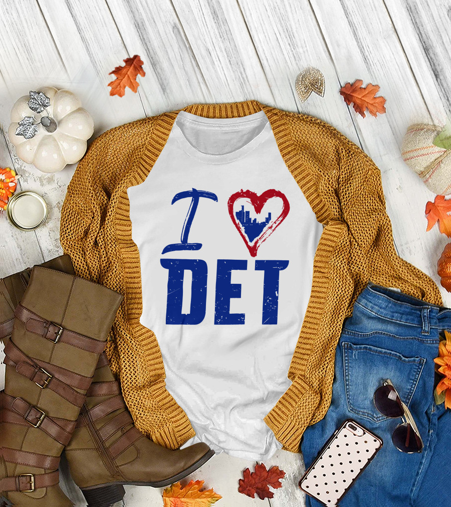 I Love DET Detroit Pistons Skyline Heart T-Shirt
