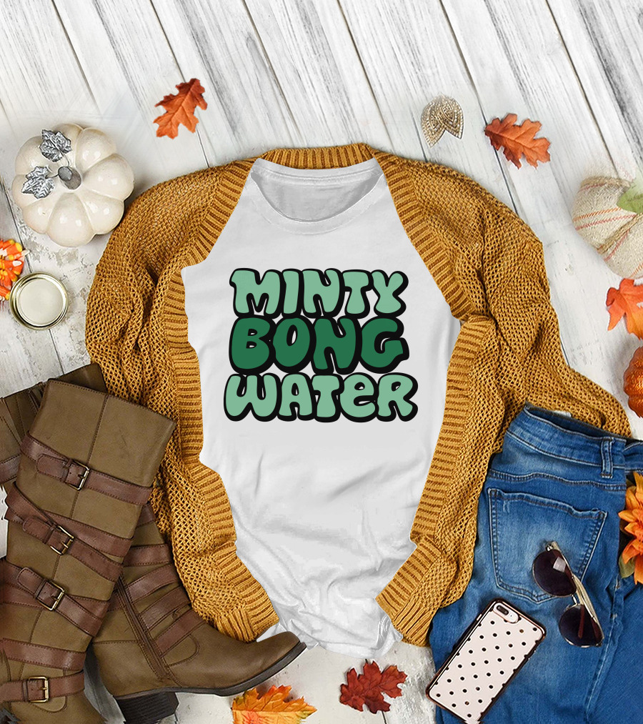 Minty Bong Water Shop Merch Mint Green Typography T-Shirt