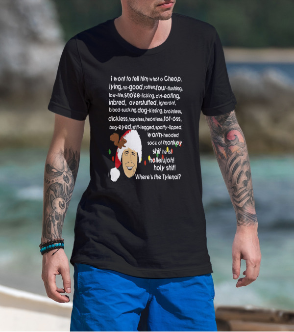 Clark Griswold Santa Hat Christmas Lights Funny Quote Adventure Vacay Holiday T-Shirt