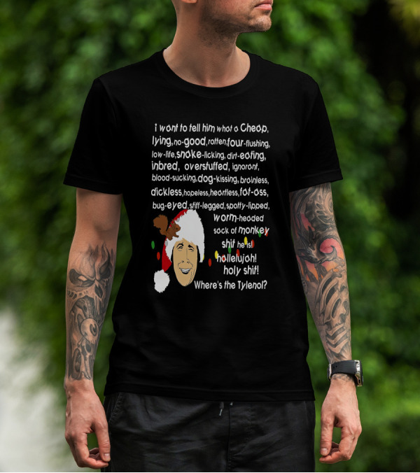 Clark Griswold Christmas Rant With Santa Hat And Lights T-Shirt