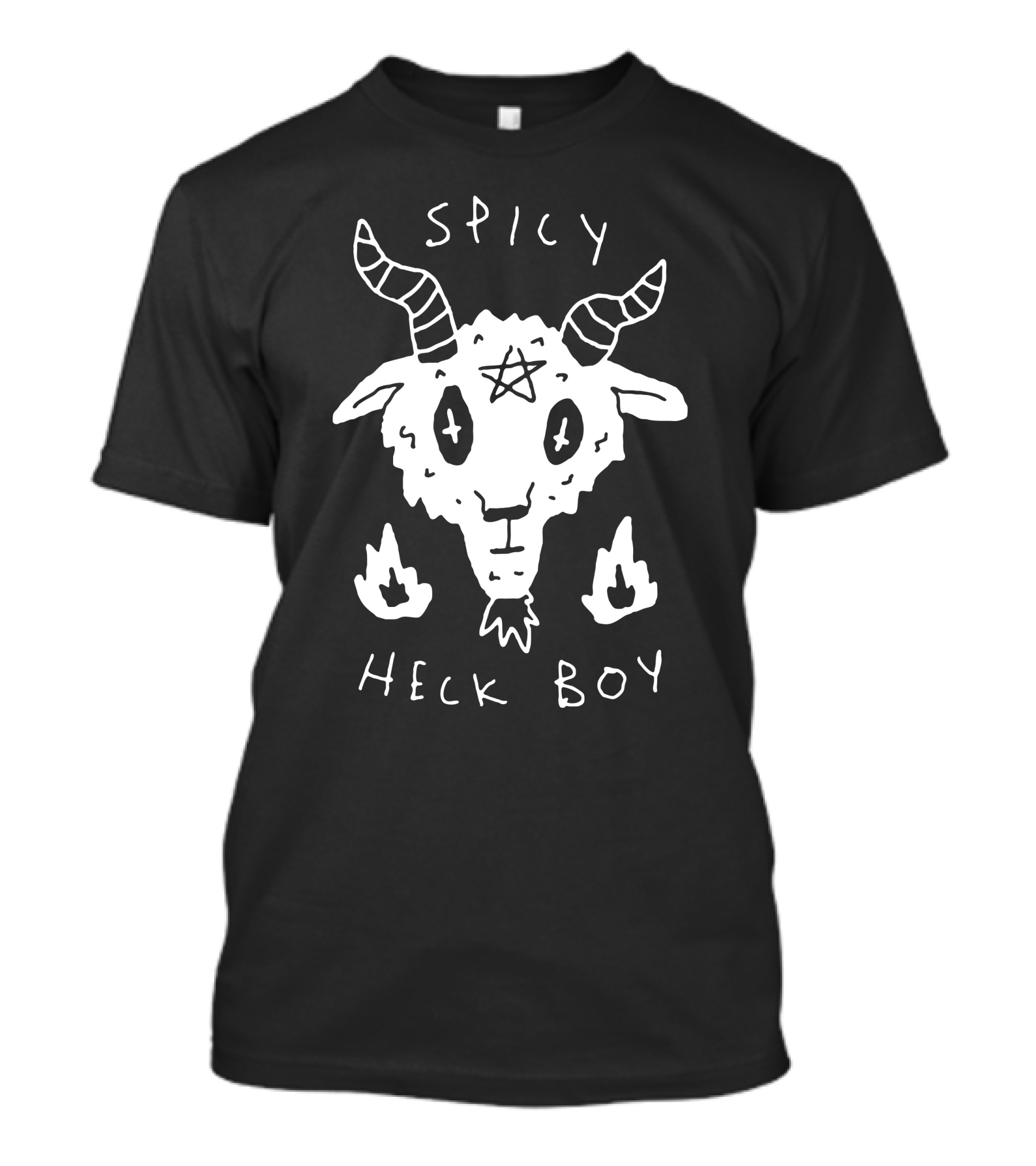Spicy Heck Boy Goat With Pentagram And Flames T-Shirt