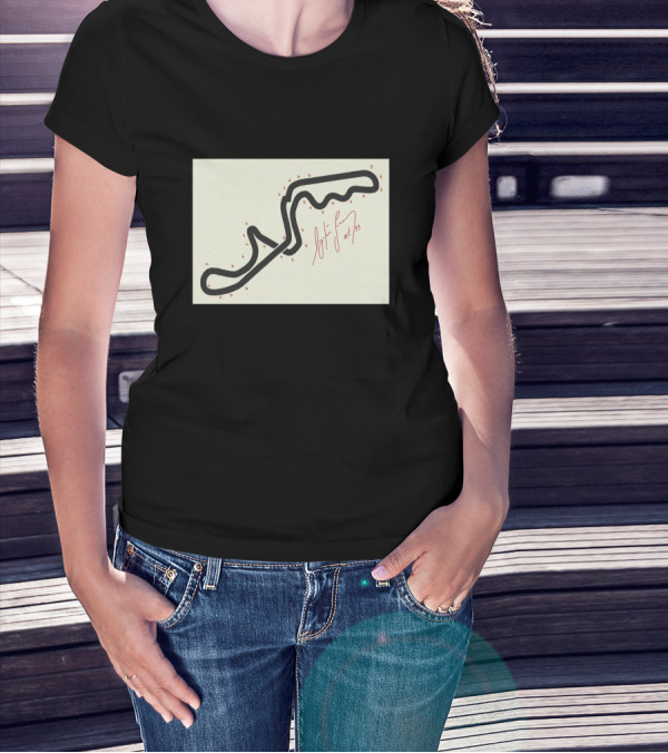 Senna's Hand-Drawn Map Of The Suzuka GP Circuit With Signature And Turn Numbers T-Shirt