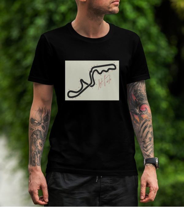 Senna's Hand-Drawn Map Of The Suzuka GP Circuit With Signature And Turn Numbers T-Shirt