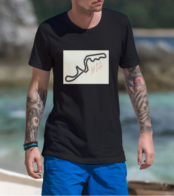 Senna's Hand-Drawn Map Of The Suzuka GP Circuit With Signature And Turn Numbers T-Shirt
