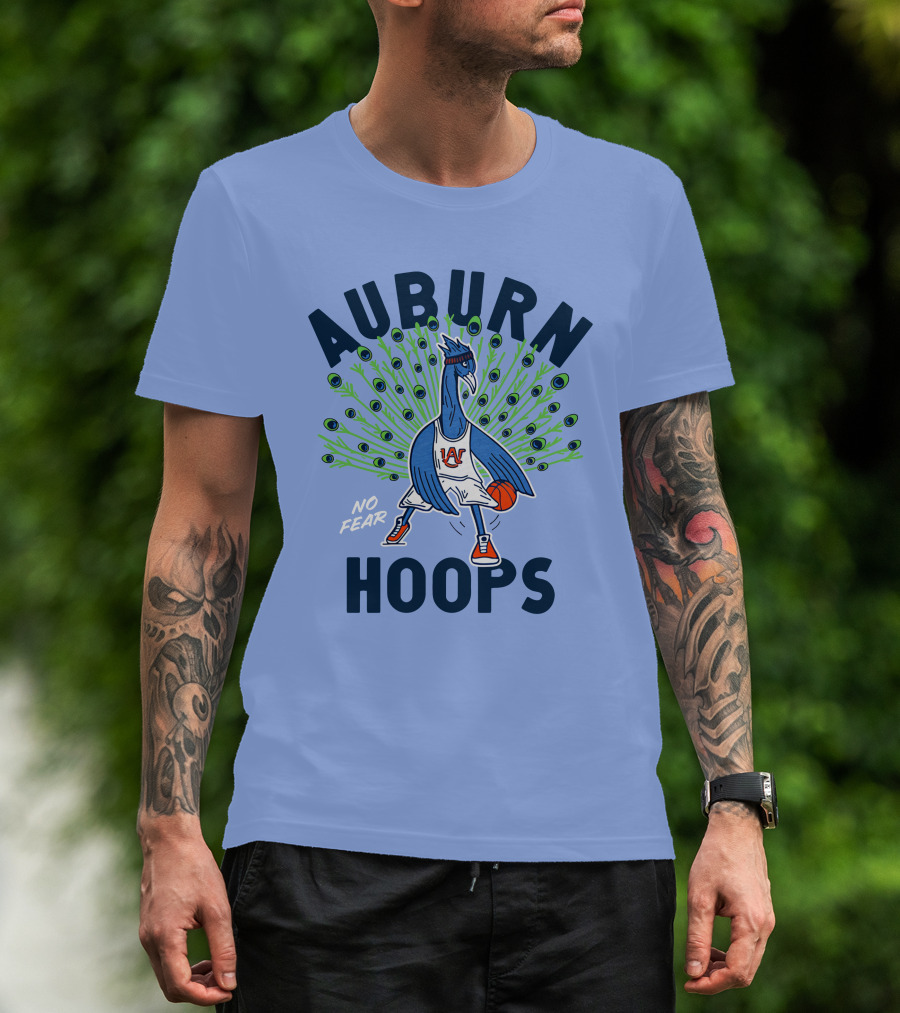 Auburn Hoops Peacock Basketball No Fear T-Shirt
