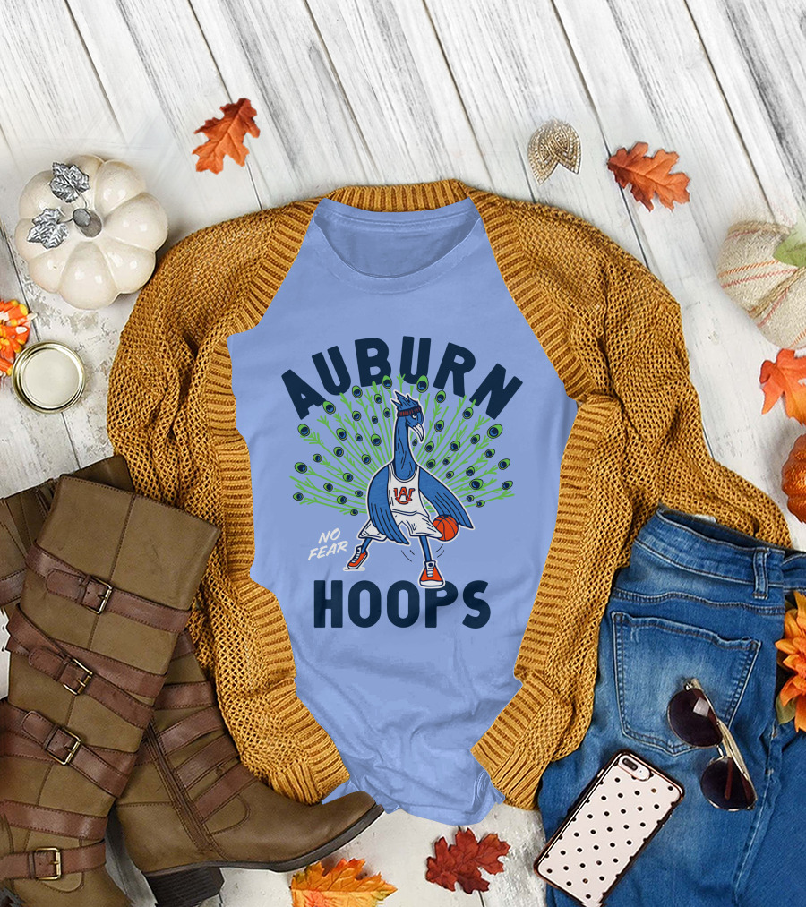 Auburn Hoops Peacock Basketball No Fear T-Shirt