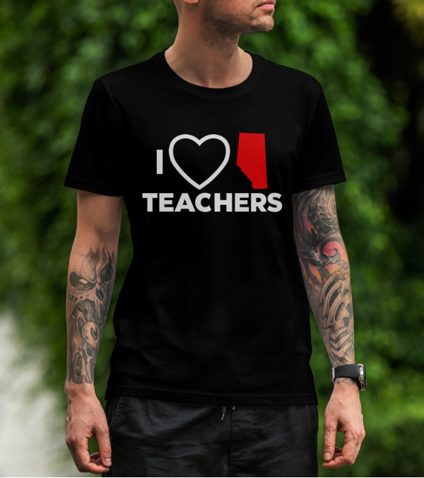 I Love Alberta Teachers Heart Red Map Krista Li T-Shirt