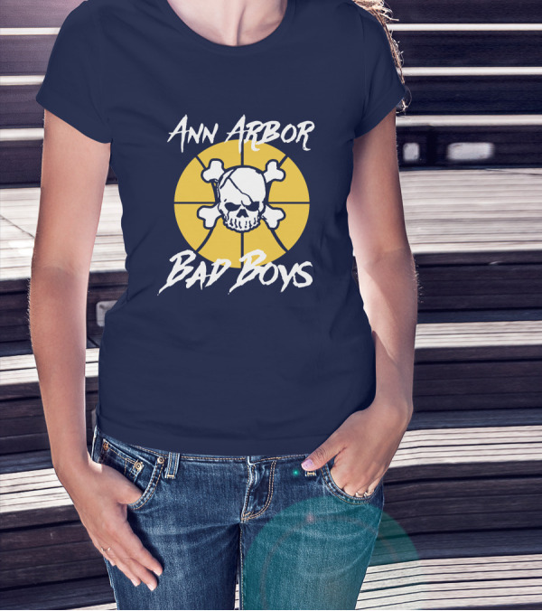 Ann Arbor Bad Boys Skull Basketball Juwan Howard Blue By Ninety Shop T-Shirt
